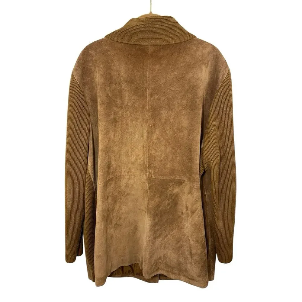 LINEA by Louis Dell'Olio Brown Tan Suede Leather Jacket 1x Beige A8342 Womens - Picture 3 of 12